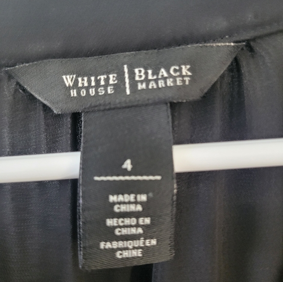 White House Black Market Black V-Neck Long Sleeve Dress - Picture 2 of 8